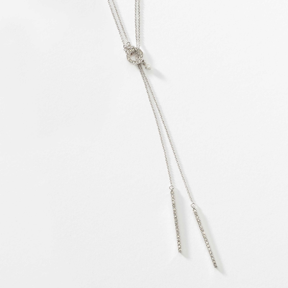 Pave' Stick Lariat Necklace